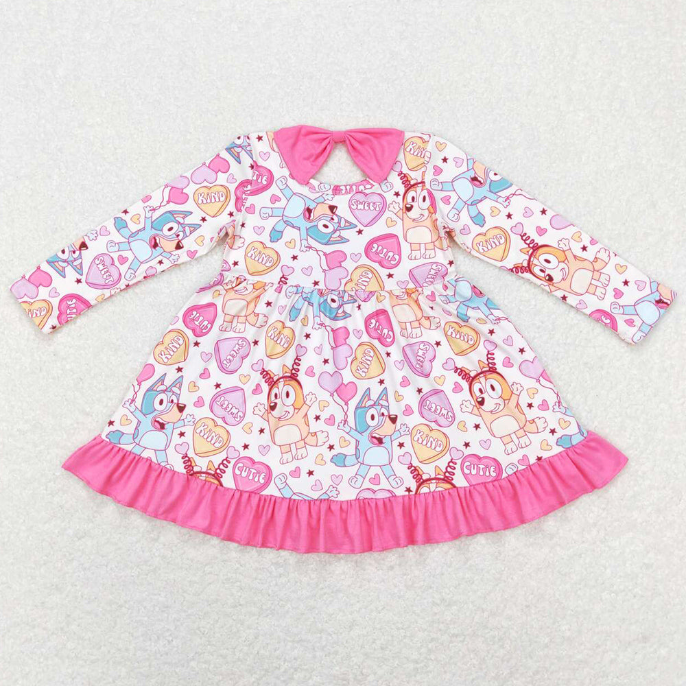 Baby Girls Dress Cartoon Fashion Long Sleeve Valentines Dresses GLD0497