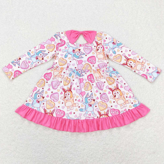 Baby Girls Dress Cartoon Fashion Long Sleeve Valentines Dresses GLD0497