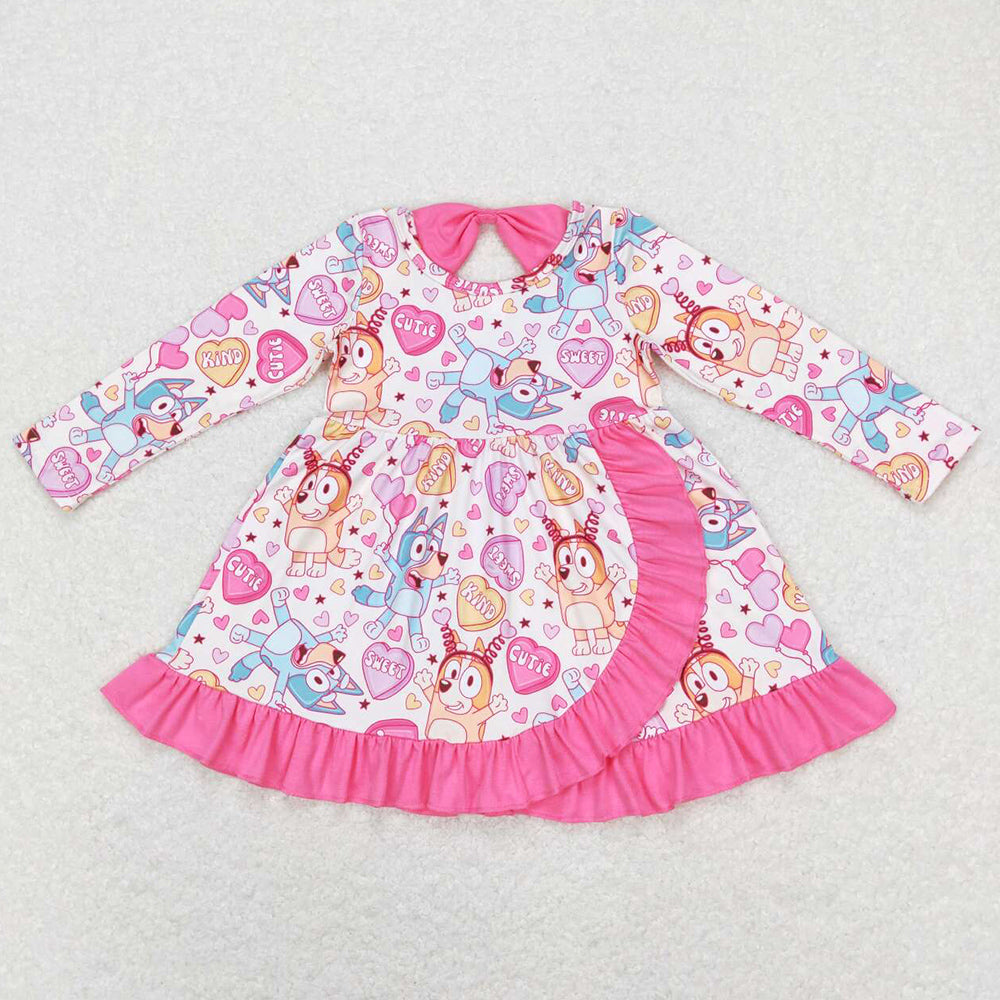 Baby Girls Dress Cartoon Fashion Long Sleeve Valentines Dresses GLD0497