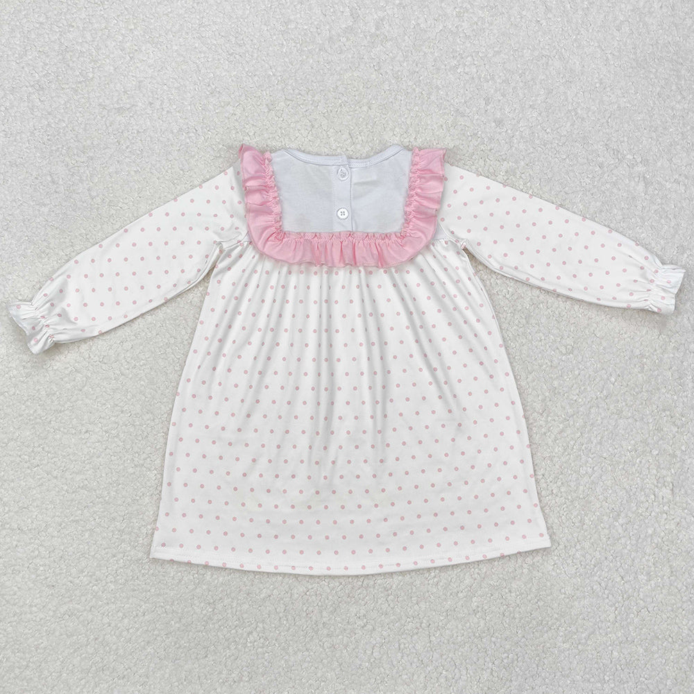 Baby Girls Dress Pink Dots Cross Easter Knee Length Dresses GLD0981
