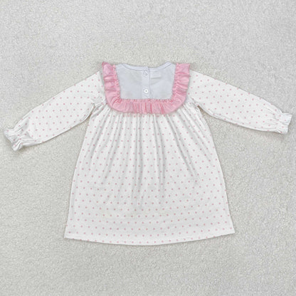 Baby Girls Dress Pink Dots Cross Easter Knee Length Dresses GLD0981