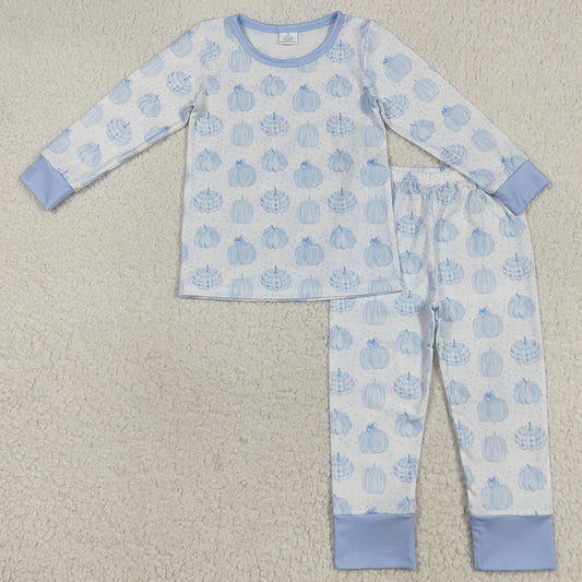 Baby Boys Pajamas Blue Pumpkin Top Pants Bamboo Pajamas Clothes Sets BLP0469 7.19