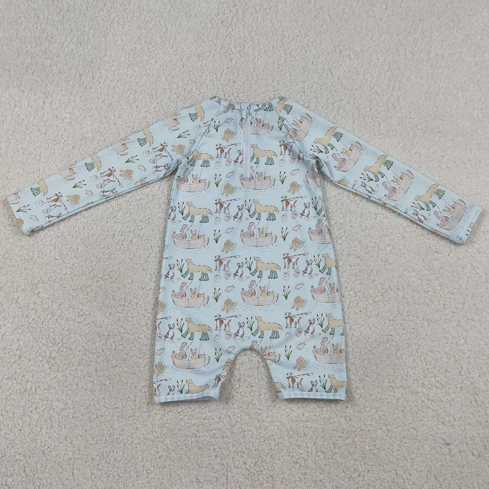 Baby Boys Swimsuits Dogs Fishing Back Zipper Hunting Swimsuits S0701