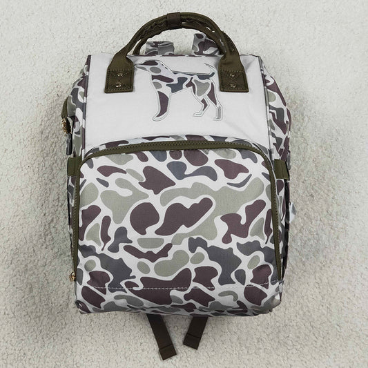 Baby Kids Southern Grey Camo Embroidery Dogs Mommy Diaper Backpacks Bags BA0403