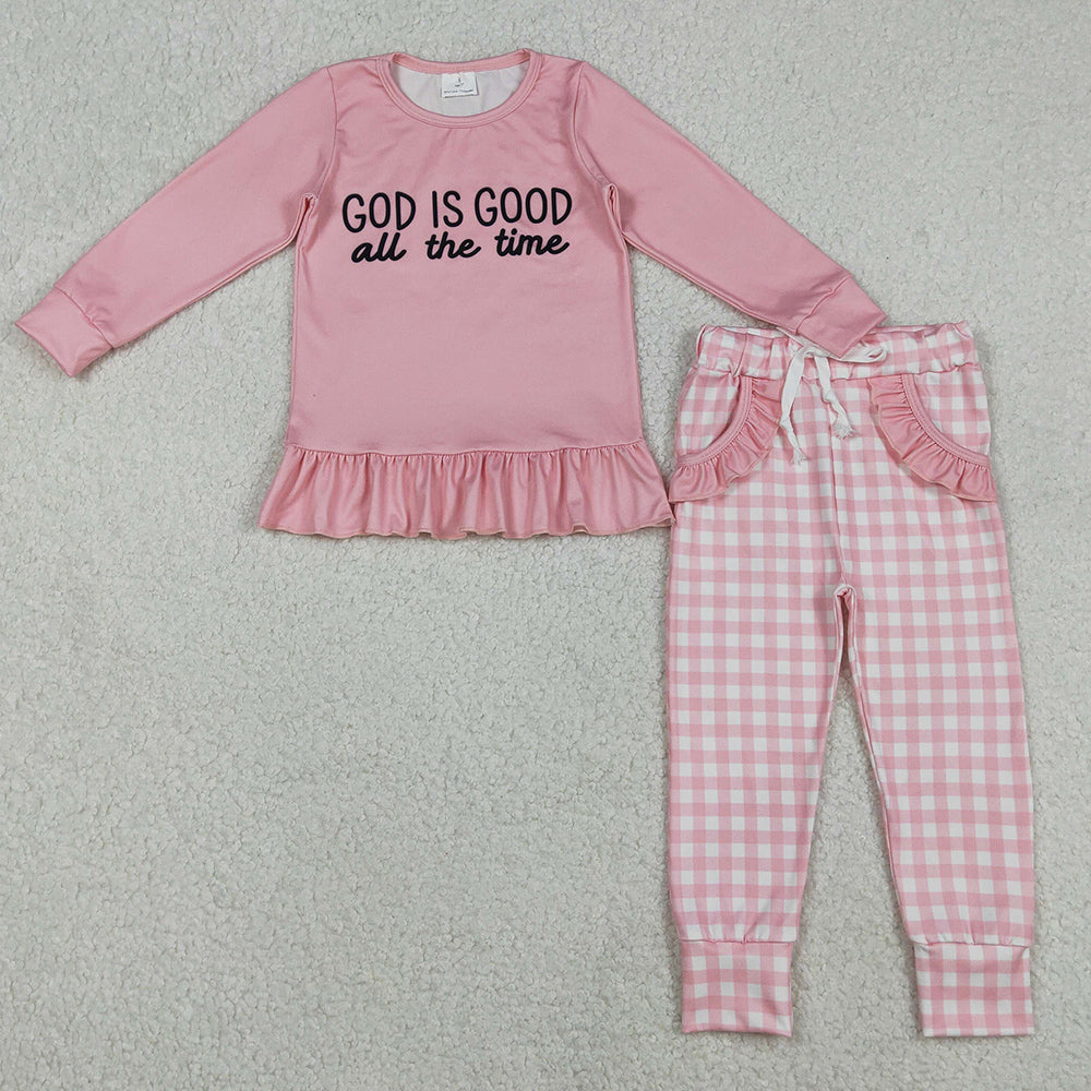 Baby Boys Clothes God Is Good Top Checked Pockets Jogger Pants Clothes Sets BLP1345 GLP3038 12.3
