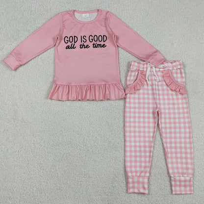 Baby Boys Clothes God Is Good Top Checked Pockets Jogger Pants Clothes Sets BLP1345 GLP3038 12.3