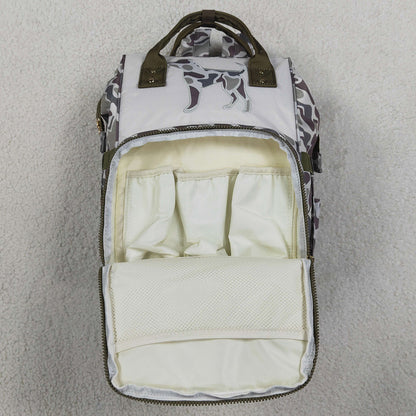 Baby Kids Southern Grey Camo Embroidery Dogs Mommy Diaper Backpacks Bags BA0403