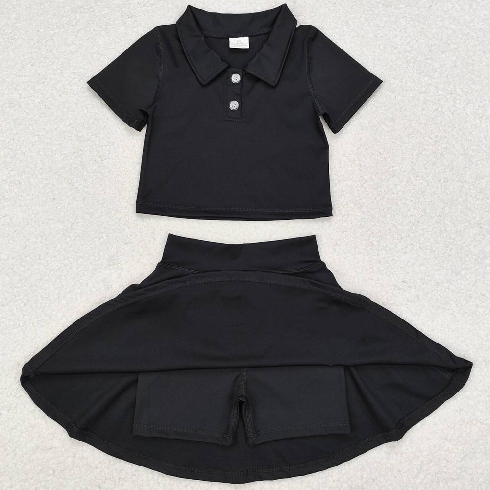 Baby Girls Clothes Black Buttons Shirt Skirt Active Wear Skirt Sets GSD1397