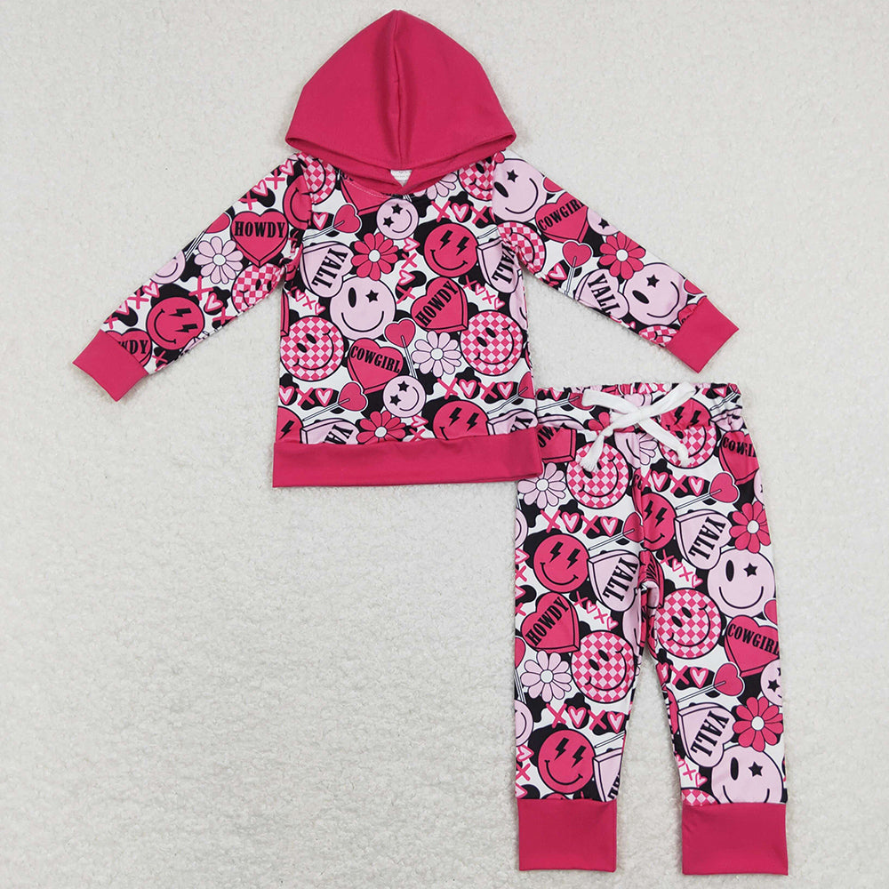 Cowgirl Kids Girls Clothing Valentine's Day Hoodies Sets GLP1126