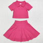 Baby Girls Clothes Dress Hotpink Buttons Shirt Skirt Active Wear Sets GSD1391