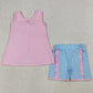 Sibling Baby Girls Sleeveless Back Bows Tunic Ruffle Shorts Clothes Sets