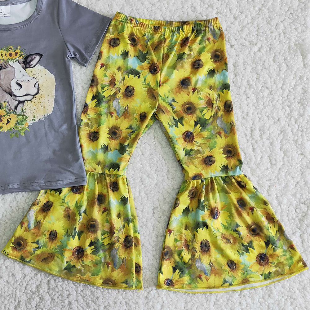 Toddler Baby Girl Clothes Sets Cow Print Fashion Kids Boutique Clothing Sets B9-15