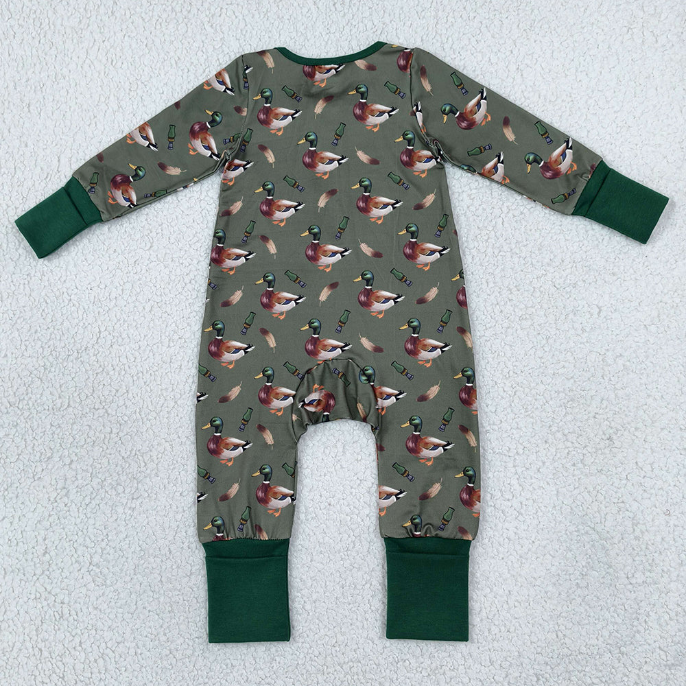 Baby Boys Rompers Green Ducks Calls Hunting Two Way Zip Convertible Romper LR3232