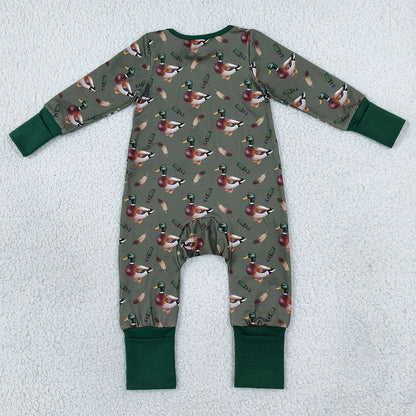 Baby Boys Rompers Green Ducks Calls Hunting Two Way Zip Convertible Romper LR3232