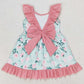 Baby Girls Dress Green Flowers Bow Back Knee Length Dresses GSD0722