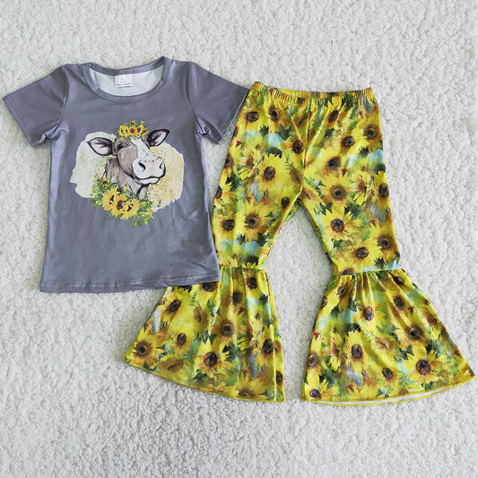 Toddler Baby Girl Clothes Sets Cow Print Fashion Kids Boutique Clothing Sets B9-15