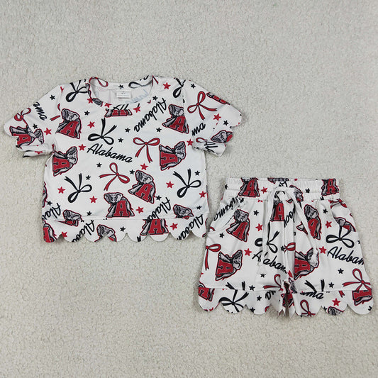 Baby Girls Clothes Star Bows A Elephants Top Scallop Shorts Team Clothes Sets GSSO3253