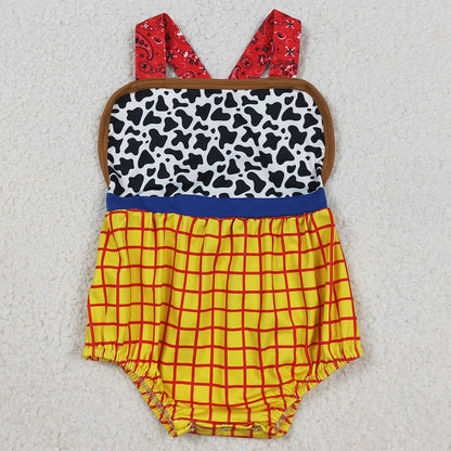 Baby Boys Rompers Sleeveless Cow Print Yellow Checked Rompers SR4115 SR4114