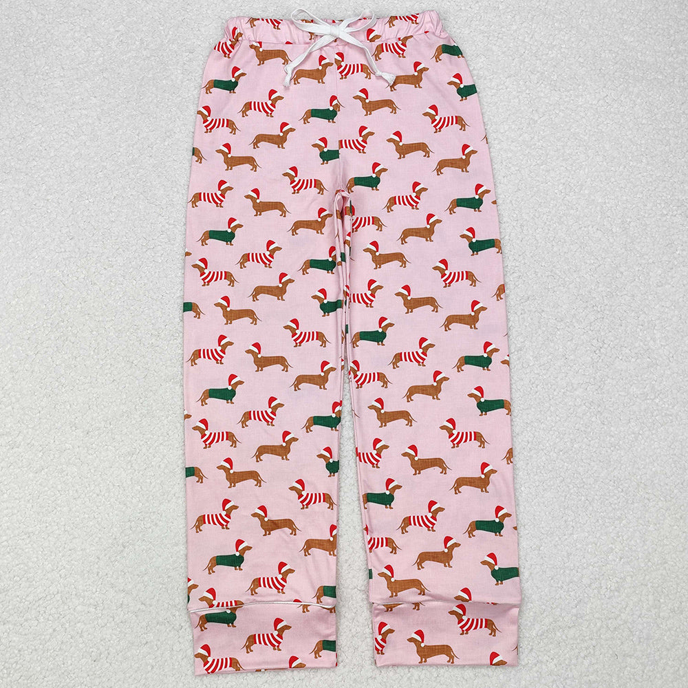 Adult Women Pants Christmas Pink Dogs Bottom Pants Pajamas P0663