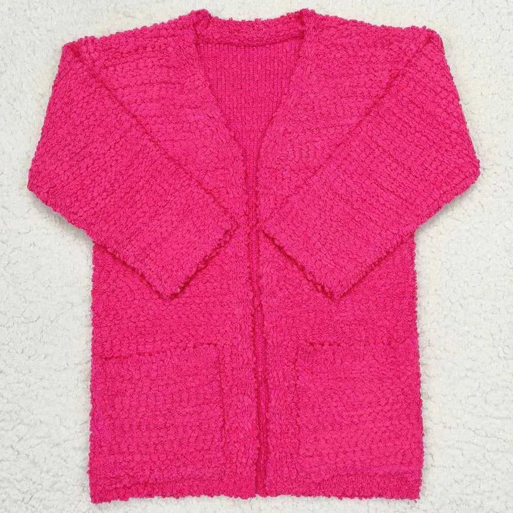 Baby Girls Fall Sweaters Cardigans Hotpink Long Sleeve Girls Cardigans GT0236