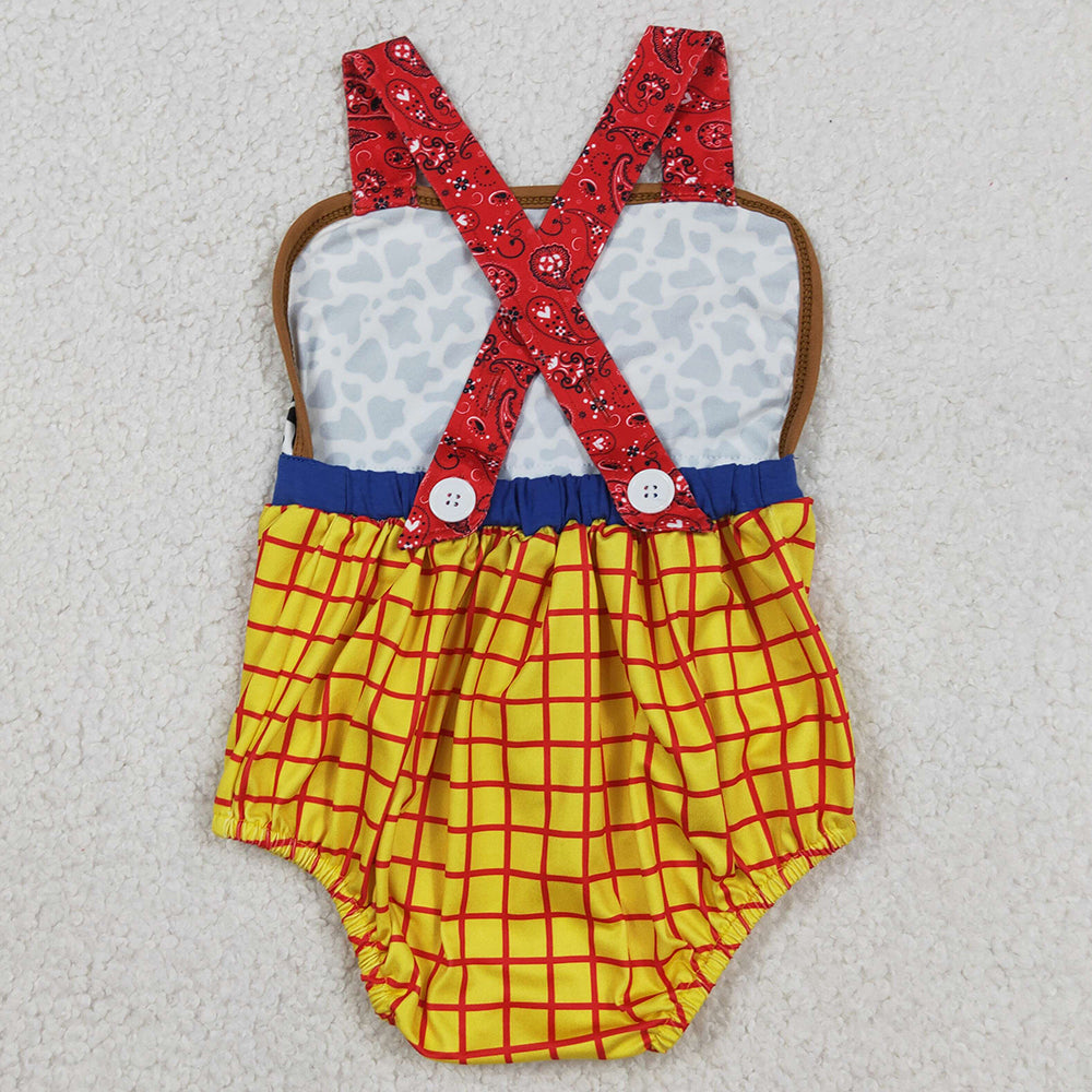 Baby Boys Rompers Sleeveless Cow Print Yellow Checked Rompers SR4115 SR4114