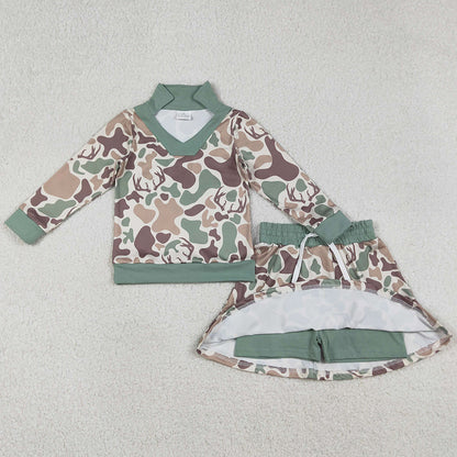 Baby Girls Clothes Southern Hunting Deer Camo Long Sleeve Top Skirts Shorts Clothes Sets GLD1477 12.23