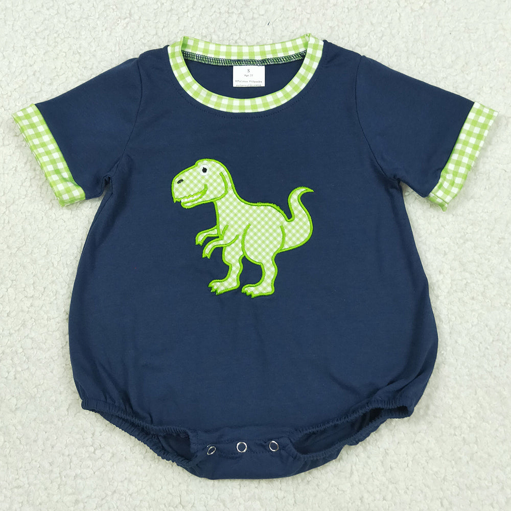 Baby Boys Rompers Embroidery Dinosaurs Navy Short Sleeve Rompers SR4113
