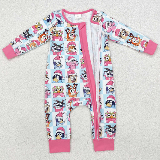 Baby Infant Girls Rompers Christmas Dogs Zip Rompers LR1783