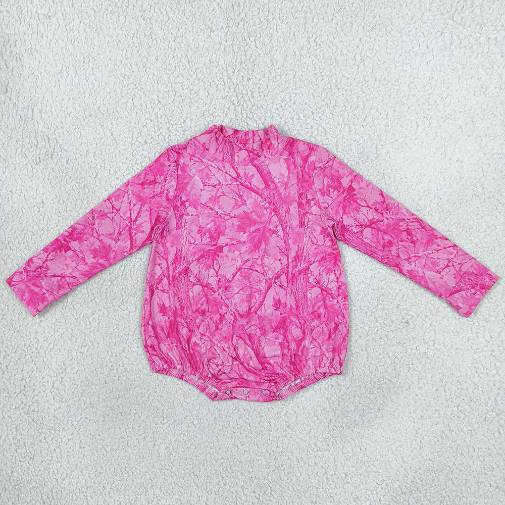 Baby Girls Rompers Pink Leavers Camo Long Sleeve Choker Rompers LR3224