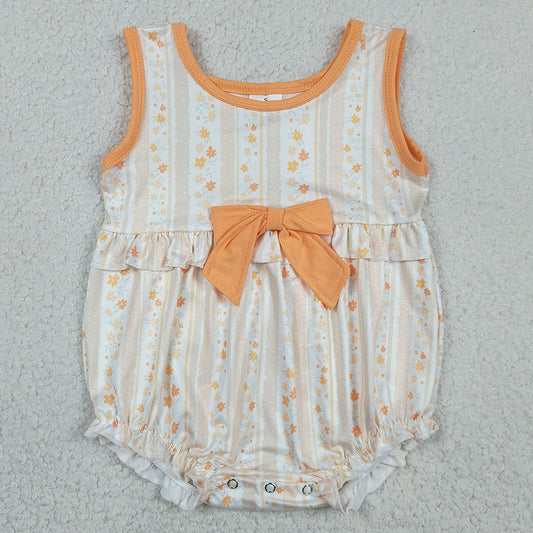 Baby Girls Rompers Sleeveless Colorful Flowers Stripe Ruffle Rompers SR4122