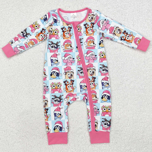 Baby Infant Girls Rompers Christmas Dogs Zip Rompers LR1783