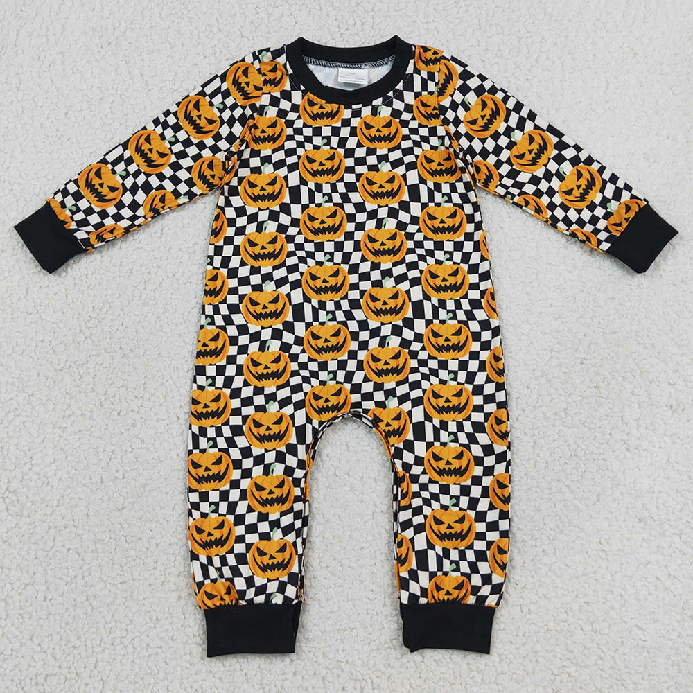 Baby Boys Rompers Ghost Pumpkins Black Checkered Halloween Pant Rompers LR1389