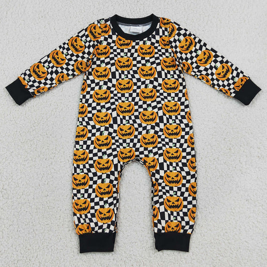Baby Boys Rompers Ghost Pumpkins Black Checkered Halloween Pant Rompers LR1389