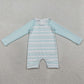 Baby Girls Swimsuits Aqua Blue Stripe Romper Swimsuits S0650