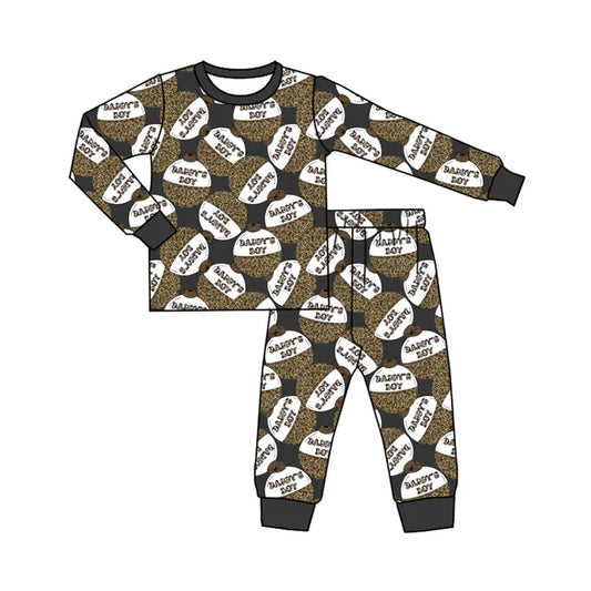 Preorder (moq 5)Baby Boys Long Sleeves Daddy's Boy Camo Top Pant Pajamas Set 5.19