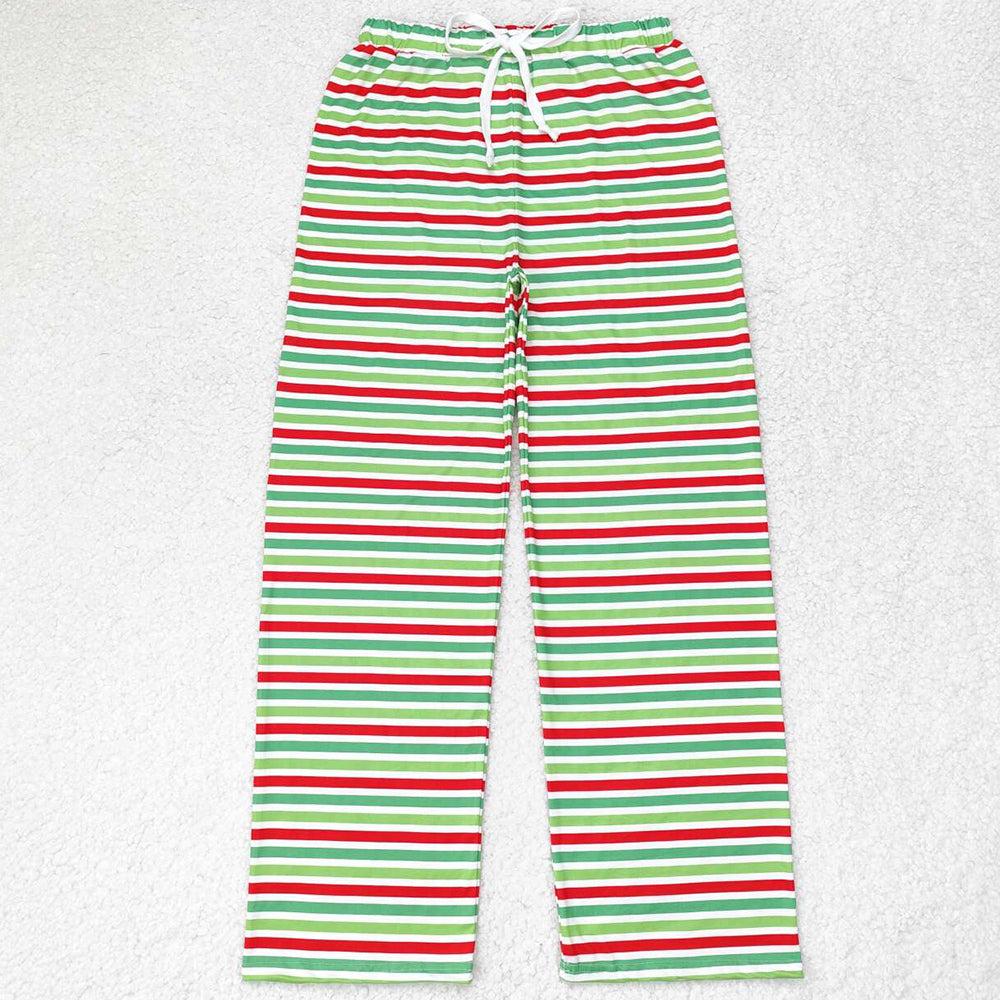 Adult Women Pants Green Red Stripes Bottom Pants Pajamas P0502