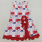 Baby Girls Scallop Dress Bows 4th of July Yoga Active Short Bows Scallop Knee Length Dress GSD3945