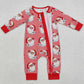 Baby Infant Kids Rompers Christmas Red Stripes Santa Zip Rompers LR1891