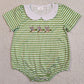 Baby Girls Rompers Embroidery Ducks Sleeveless Green Stripe Ruffle Rompers SR4084