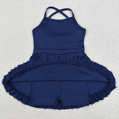 Baby Girls Swimsuits Navy Athletic Active Wear Knee Length Dresses S0456