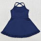 Baby Girls Swimsuits Navy Athletic Active Wear Knee Length Dresses S0456