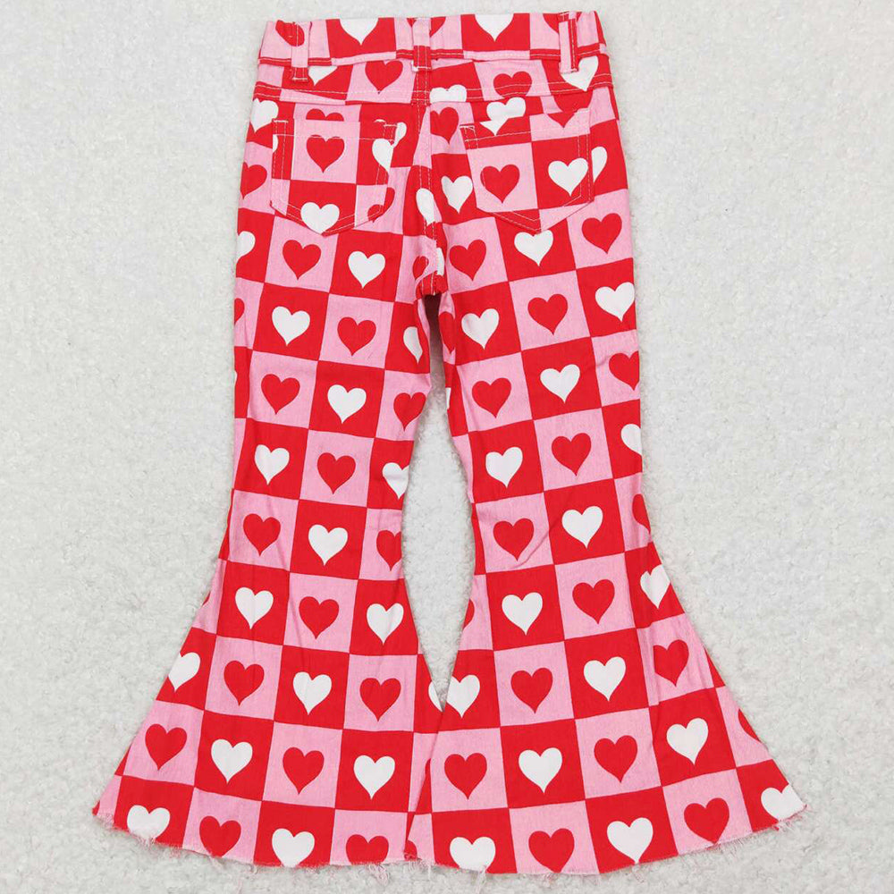 Love Heart Baby Girls Jeans Pants Valentines Denim Bell Pants P0324