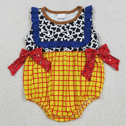 Baby Boys Rompers Sleeveless Cow Print Yellow Checked Rompers SR4115 SR4114