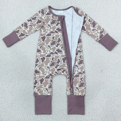 Baby Boys Rompers Southern Khaki Camo Two Way Zip Convertible Rompers LR2948
