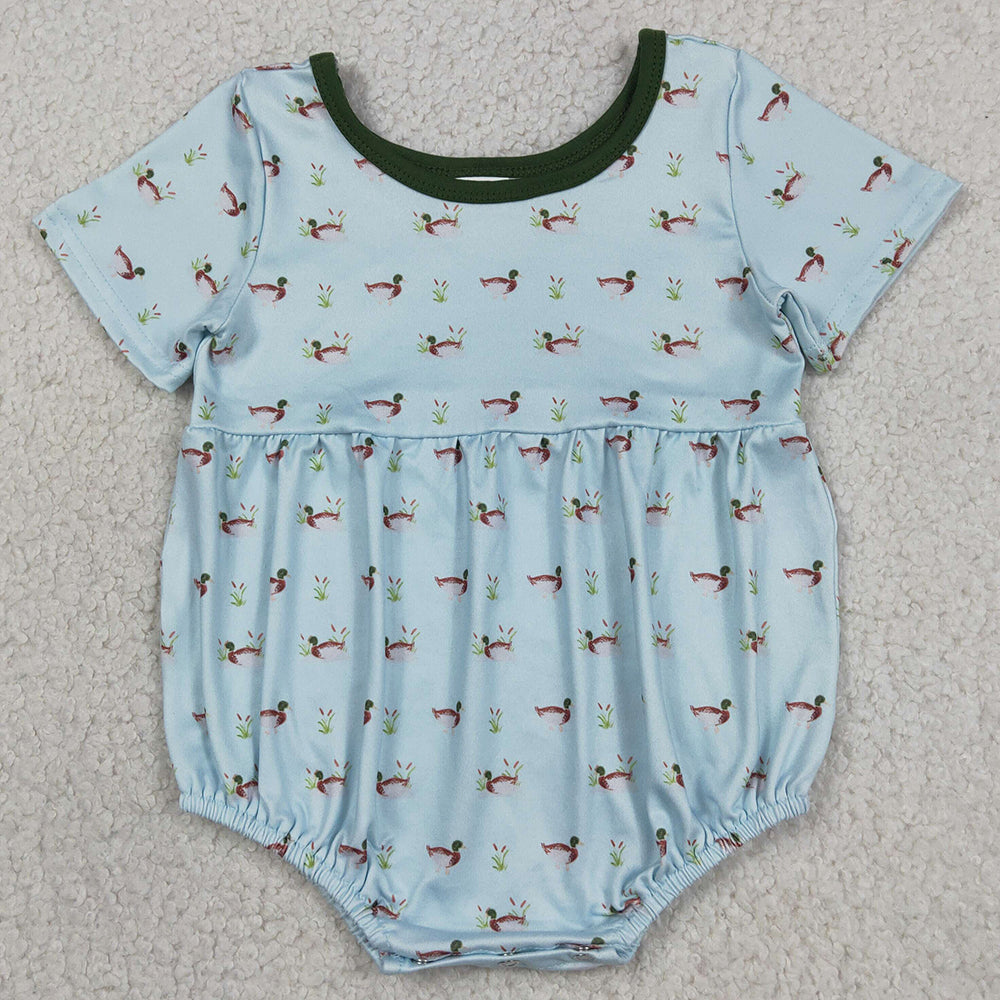 Baby Boys Rompers Short Sleeve Ducks Plaid Hunting Rompers SR3999