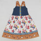 Baby Girls Dress Western Horse Flowers Straps Knee Length Dresses GSD1035