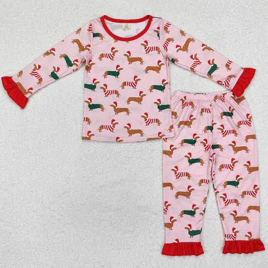 Baby Boys Pajamas Sibling Christmas Dachshund Top Pants Pajamas Sets BLP0515