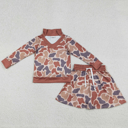 Baby Girls Clothes Southern Khaki Camo Long Sleeve Top Skirts Shorts Clothes Sets GLD1476 12.20