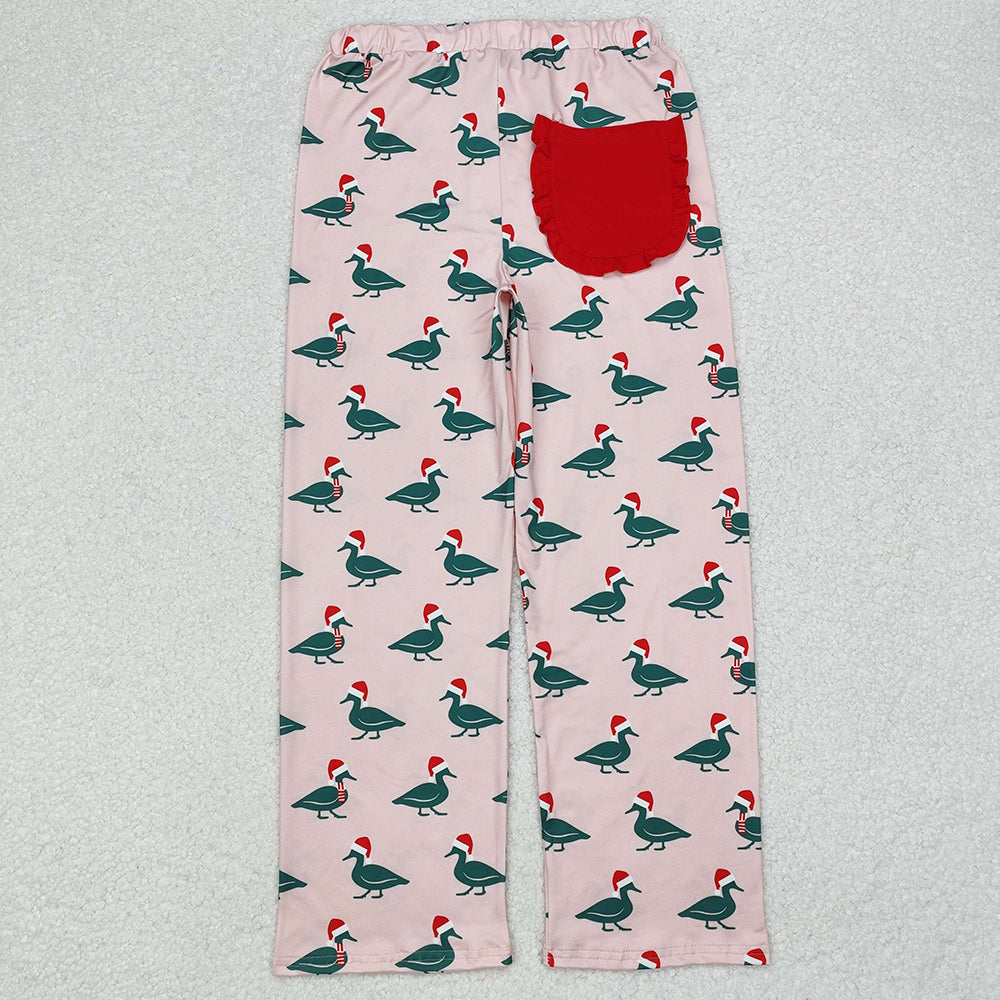 Adult Women Pants Christmas Ducks Pocket Bottom Pants Pajamas P0637