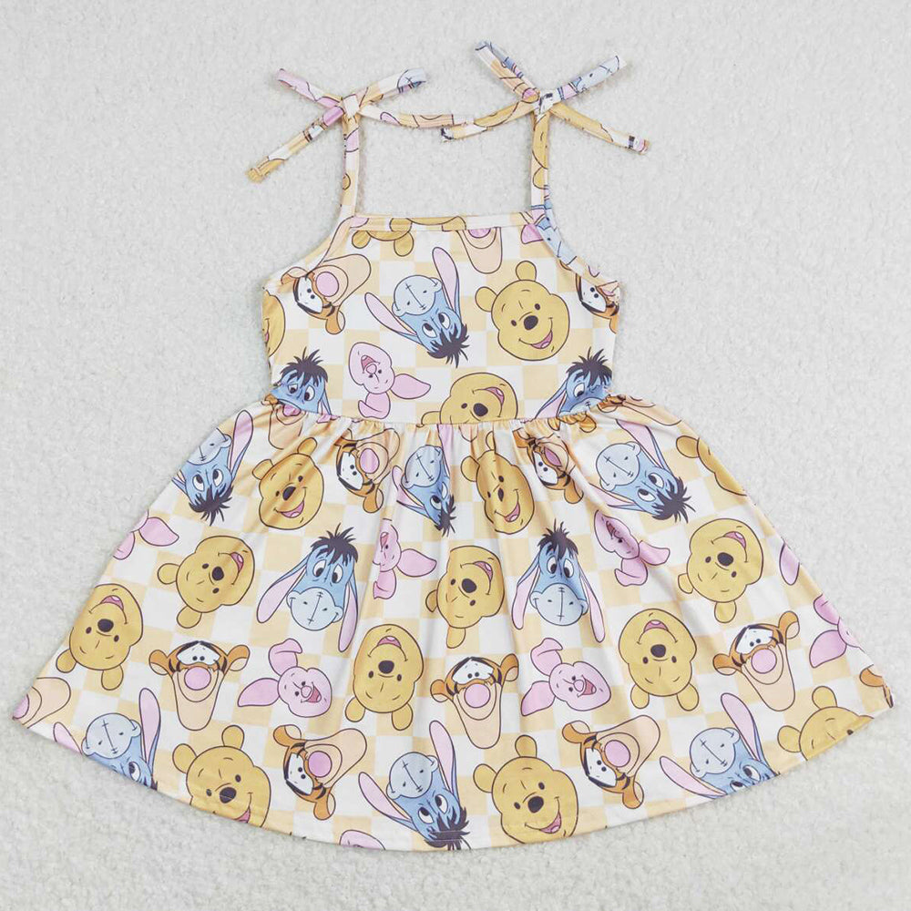 Baby Girls Dress Straps Bear Tiger Knee Length Dresses GSD1019